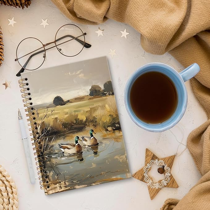 XNXLDYLH Mallard Duck Cottagecore Notebook Journal, Farmhouse Aesthetic Spiral Notebook, Cute Nature Aesthetic Journals Notebooks for Women Girls Boys Kids, Duck Office School Supplies Gifts,5.5x8.3In