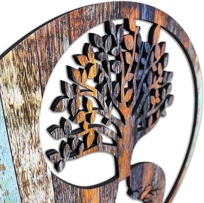 Venodeco Yin Yang Tree of Life Wall Decor – 10mm MDF Wood | Indoor Use Only | Easy No-Nail Installation with Strong Double-Sided Tape | Modern Home Wall Art, Living Room & Bedroom Decoration