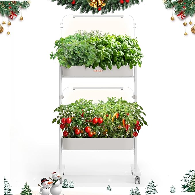 SUNCOZE 2-Tier Hydroponics Growing System Kit with 24 Pods – Full Spectrum Grow Lights, Hydroponic System equipped with smart controller, Indoor Herb Garden Kit for Vegetables, Herbs, Fruits & Flowers