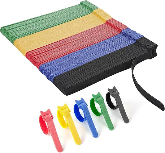 180 PCS Reusable Cable Ties with Hook and Loop, Multi-purpose Adjustable 8 Inch Cable Management Wire Ties Cable Straps for Organizing Home, Office and Data Centers (Multicolored)