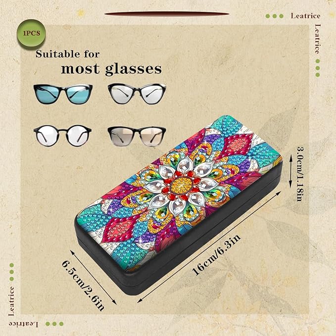 Leatrice Mandala Diamond Art Kits for Adults Small Diamond Painting Kit Gem Art Paint by Diamonds Dot Eyeglass Case Hard Shell 5d Diamond Art DIY for Beginner Women