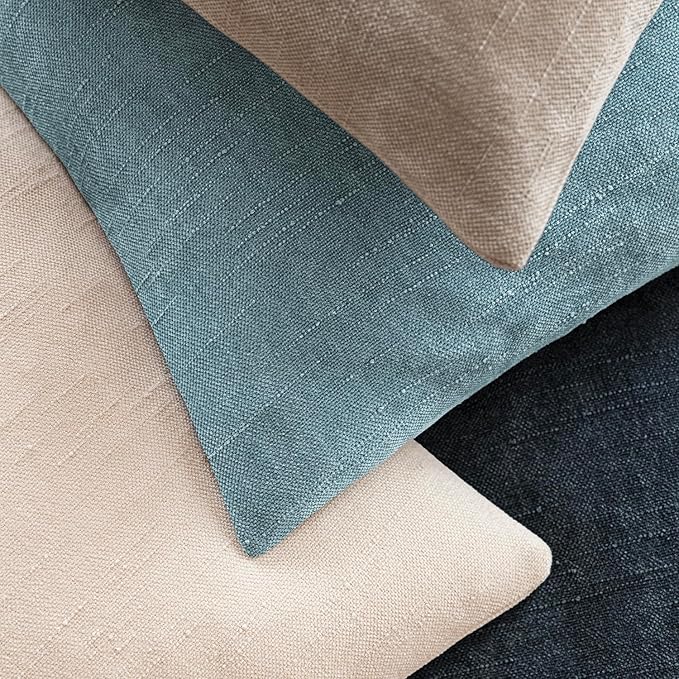 Foindtower Pack of 2 Textured Chenille Throw Decorative Pillow Covers Square Accent Solid Cushion Cover Neutral Farmhouse Pillow Case for Couch Sofa Bedroom Living Room 24x24 Inch,Light Blue