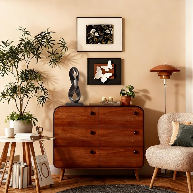 SIMON'S SHOP Black Modern Abstract Sculpture, 14.5'' Tall Minimalist Figure Eight Tabletop Statue, Hand-Painted Resin Accent Decor for Home or Office