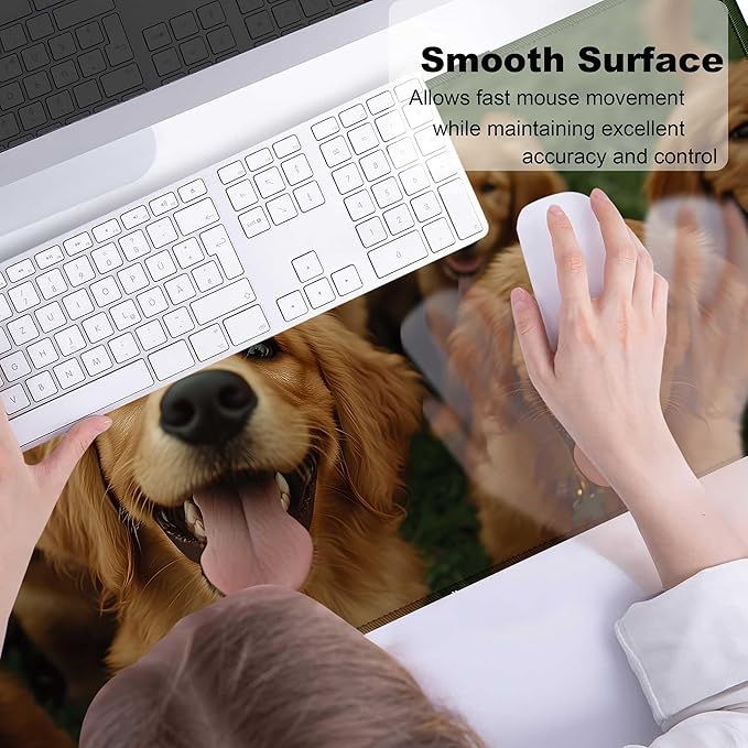 Large Golden Retriever Mouse Pads for Desk, Gaming Mousepad for Keyboard and Mouse with Anti-Slip Rubber Base, Big Extended Desk Protector for Home Office XL Mouse Mat31.5 x 11.8in