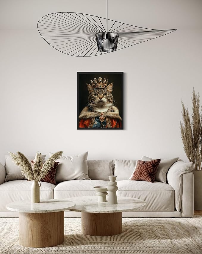 Royal Crown Cat Art Poster Print, Cat Kitten Painting Humor Portrait Pet Artwork Decor Gallery A8 (Royal Crown, 8 x 10 inches, Unframed)