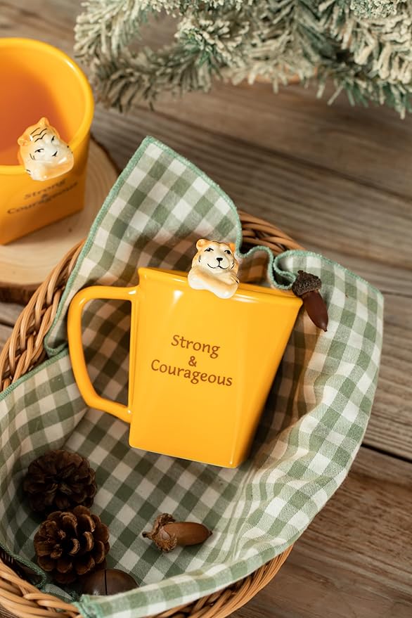 DIHOclub Premium Ceramic Coffee Mug with Tiger Sculpture Unique Inspirational Gift for Men Women Father's Day Birthday Christmas