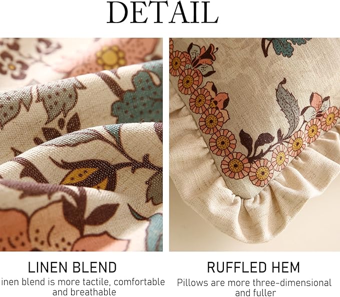 ISAENNE Design Square Linen Vintage Throw Pillow Covers 18"x18" Set of 4, Gray Green Farmhouse Cushion Covers with Silver Lotus Floral Pattern Decor Pillowcases for Bed,Living Room,Outdoor,Car