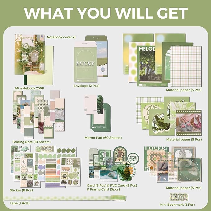 Funto Scrapbooking Kit(116 PCS), Life Collection Series-Until Sunset, Perfect for Bullet Scrapbooking Materials, Planner DIY Arts Craft Collage