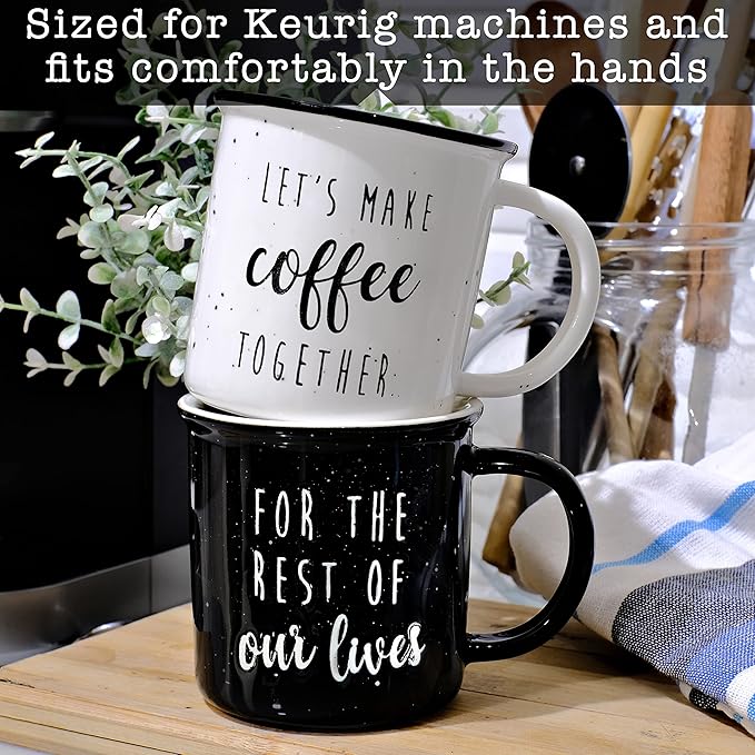 MAINEVENT Let's Make Coffee Together Couple Mug Set 11 Ounce, Married Couple Wedding Gift