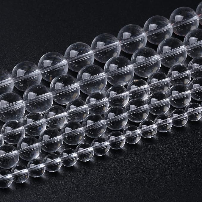 90PCS 4mm White Crystal Quartz Glass Beads Natural Stone Round Loose Beads for Jewelry Making DIY Bracelet Necklace 15 Inch,Energy Stone Healing Power (4mm, White Crystal Glass)