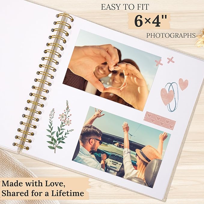 Scrapbook Photo Album Linen Cover, 10 x 10 Inch Hardcover Kraft White Pages Memory Book, for Travel Wedding Guest Book Christmas Baby Shower (20 Sheets/ 40 Pages,Blue)