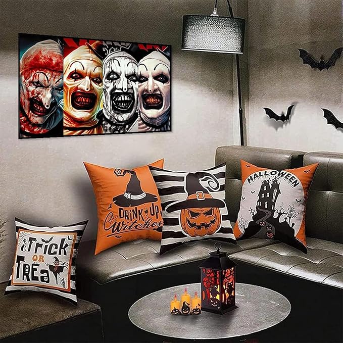 MBNTJHT Halloween Paint by Numbers Kit for Adults Beginners,Horror Clown Paint by Number Kits on Canvas Without Framed,DIY Digital Oil Painting Art Kits for Home Wall Decor 16X24 Inch.