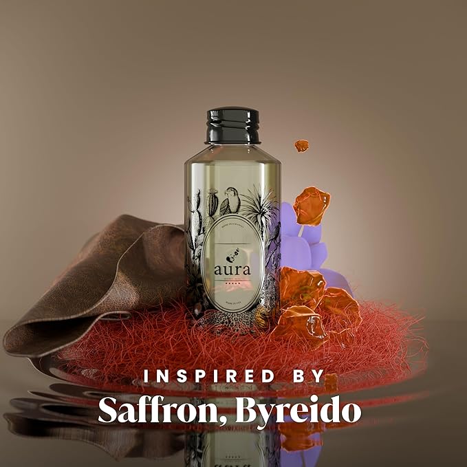 A U R A - Nice Fragrance Oil for Waterless Scent Diffuser - Inspired by by.redo-Black Saffron | (3.4 fl oz, 100 ml) Pure Essential Oil Blends for Aromatherapy Diffuser & Hotel Collection Oil Diffuser