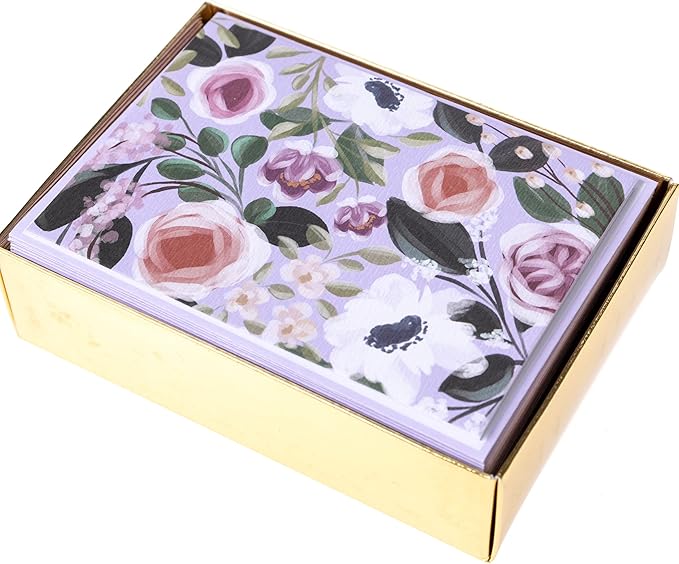 Graphique Painted Floral Cards | Pack of 16 Cards with Envelopes | Blank Inside | All Occasion Greetings | Family and Friends | Boxed Set | 3.25" x 4.75"