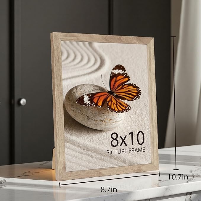 Memory Island 8x10 Photo Frames for Wall and Tabletop Display, 8 by 10 Walnut Wood Grain Picture Frames with HD Plexiglass, Set of 15