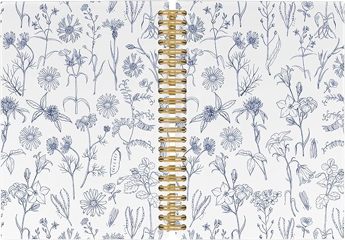 Pugwak Vintage Floral Journal Notebook - Aesthetic Botanical Trendy Flower Notebooks College Ruled for Work School, Gifts for Women Coworker, Office Supplies, Hardcover Spiral Notebook 5.5"x8.3"