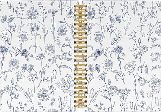 Pugwak Vintage Floral Journal Notebook - Aesthetic Botanical Trendy Flower Notebooks College Ruled for Work School, Gifts for Women Coworker, Office Supplies, Hardcover Spiral Notebook 5.5"x8.3"