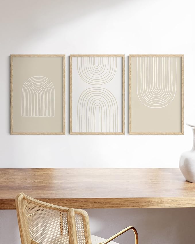 HAUS AND HUES Beige Oak Wood 16x24 Picture Frame - Modern Wood Wall Art Display - Lightweight 16x24 Frame for Art Prints, Photos, Posters - Ready-to-Hang Vertically & Horizontally (Set of 3)