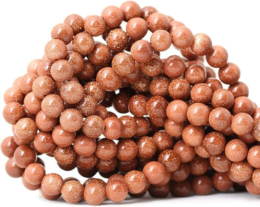 45PCS 8mm Gold Sandstone Gemstone Round Loose Beads for Jewelry Making 1 Strand 15"