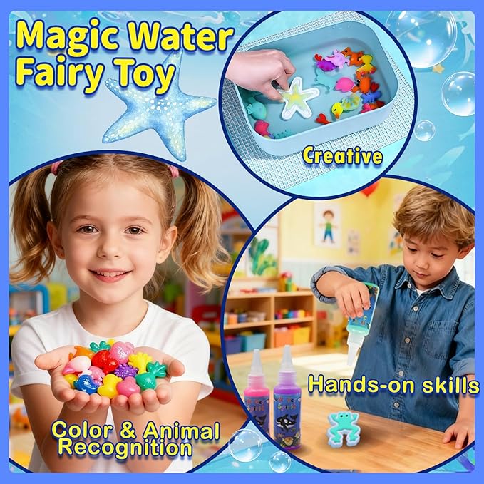 Hunfur Magic Water elf Toy Kit, 20 Magic Gels & 18 Molds–Make Your Own Water Pets Toys, Fun Activities DIY Crafts Kits for Kids Ages 4-8 8-12