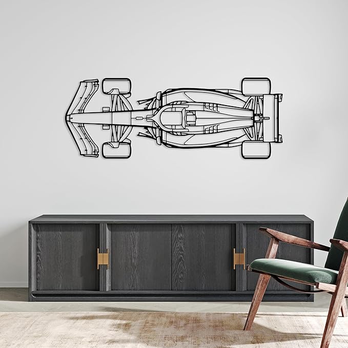 Formula Car metal Wall Art, Sports Car metal Silhouette, Formula Car Lovers Metal Wall Decor, Racing Gifts For Men, Minimalist Sculpture for Garage, Man Cave, Gift for Father's, (Black-20"x 5.5" inch)