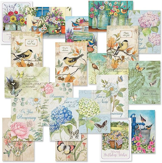 Current Susan Winget Studio All Occasion Value Pack With Seals - 40 Cards & Envelopes, Celebration, Get Well, Sympathy, Birthday, Holiday, & Greeting Variety, Large 5" x 7" Assortment, 20 Design Set