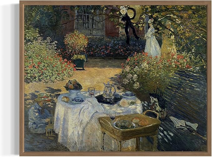 The Luncheon Claude Monet Wall Art Print Poster, Impressionist Painting Wall Art Wall Decor, for Bedroom and Living room Bathroom Decor 115 (The Luncheon, 11 x 14 inches, Wood Frame)