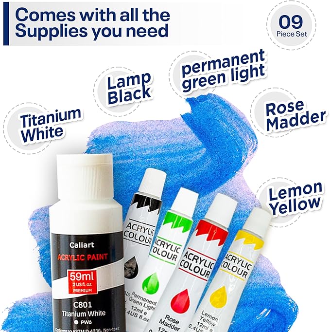 Painting4Real DIY Art Painting Kit for Adults – Learn to Paint Mystic Woods with Video Tutorials – 9 Pieces Acrylic Paint Set for Adults –Perfect Christmas Crafts & Holiday Gifts for Art Lovers