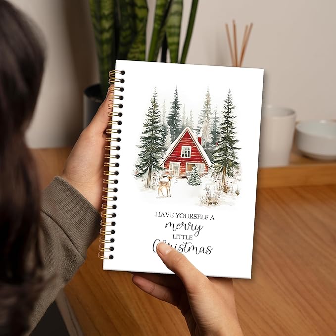 XNXLDYLH Christmas Winter Deer Notebook Journal for Kids, Rustic Farmhouse Spiral Notebook, Nature Journals Notebooks, Have Yourself A Merry Little christmas Office School Supplies Gifts,5.5x8.3Inch