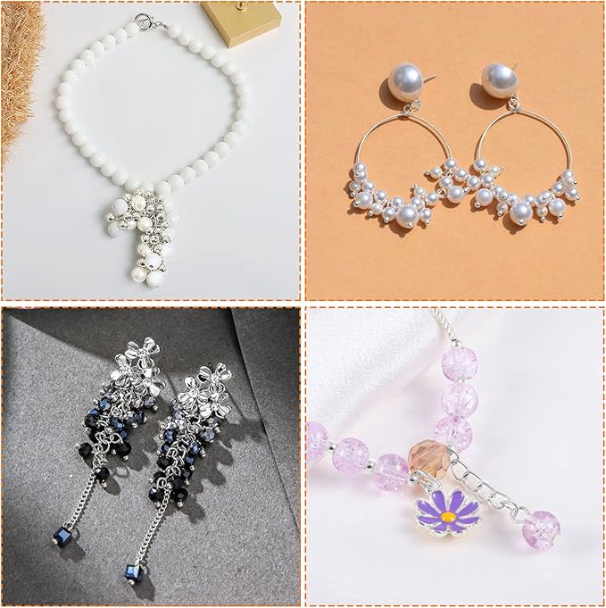 1000pcs Assorted Head Pins Set for Jewelry Making,Includes 500Pcs Ball Heads Pin and 500Pcs Flat Head Pins Eye Pins Beading Pins for Beading Jewelry Making (Silver, 18mm, 20mm, 24mm, 30mm, 35mm)