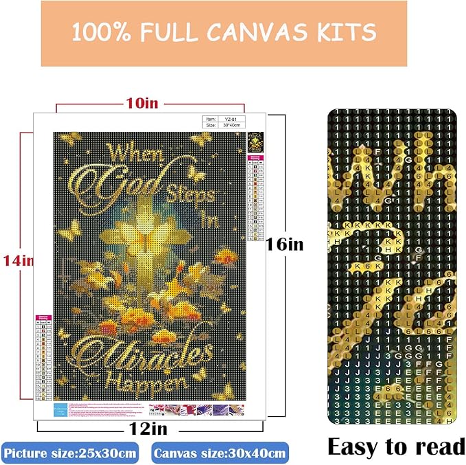 Christ Diamond Art Painting Kits for Adult Beginners - Butterfly Flowers 5D Full Drill Round Diamond Art Kits Diamond Dots Inspirational Paintings with Diamonds Picture Gem Art Rhinestones Crafts