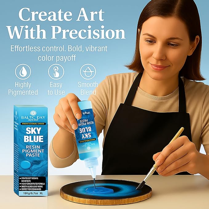 BALTIC DAY Sky Blue Epoxy Resin Pigment Paste XL (191g/6.7oz) – Opaque Epoxy Dye & High Concentration Coloring Paste, Mica Powder Alternative for Resin Art, Jewelry, Tumblers, River Tables & Crafts