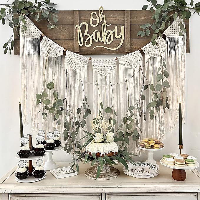 Mkono Large Macrame Wall Hanging Boho Tapestry Woven Bohemian Above Bed Wall Decor Wedding Christmas Backdrop Decoration for Bedroom Living Room Nursery Dorm Apartment, Idea Gift, 47" L X 28" W