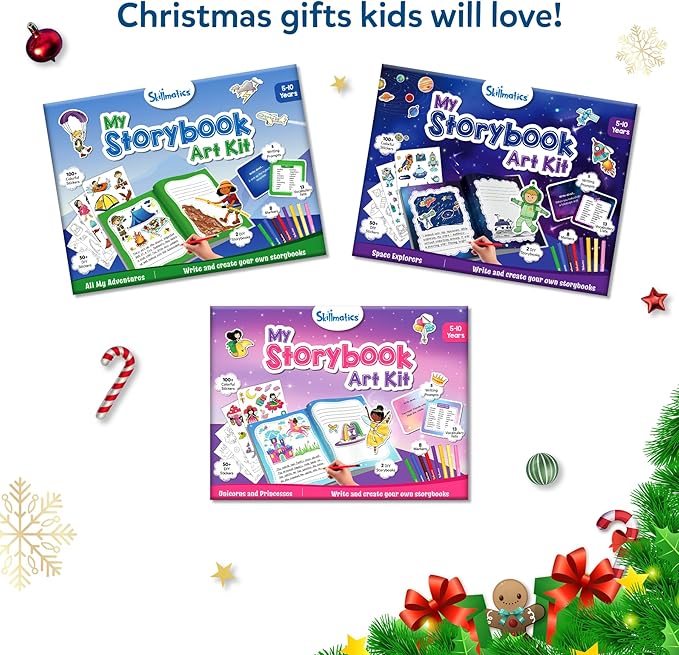 Skillmatics Storybook Art Kit - Create Space-Themed Stories, DIY Craft & Writing Kit with 300+ Stickers, Scrapbooking Activity, Gifts for Kids Ages 5, 6, 7, 8, 9, 10