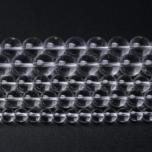 32PCS 12mm White Crystal Quartz Glass Beads Natural Stone Round Loose Beads for Jewelry Making DIY Bracelet Necklace 15 Inch,Energy Stone Healing Power (12mm, White Crystal Glass)