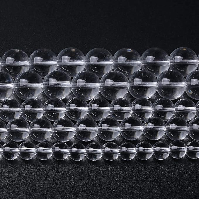 90PCS 8mm White Crystal Quartz Glass Beads Natural Stone Round Loose Beads for Jewelry Making DIY Bracelet Necklace 2 Strand 32"