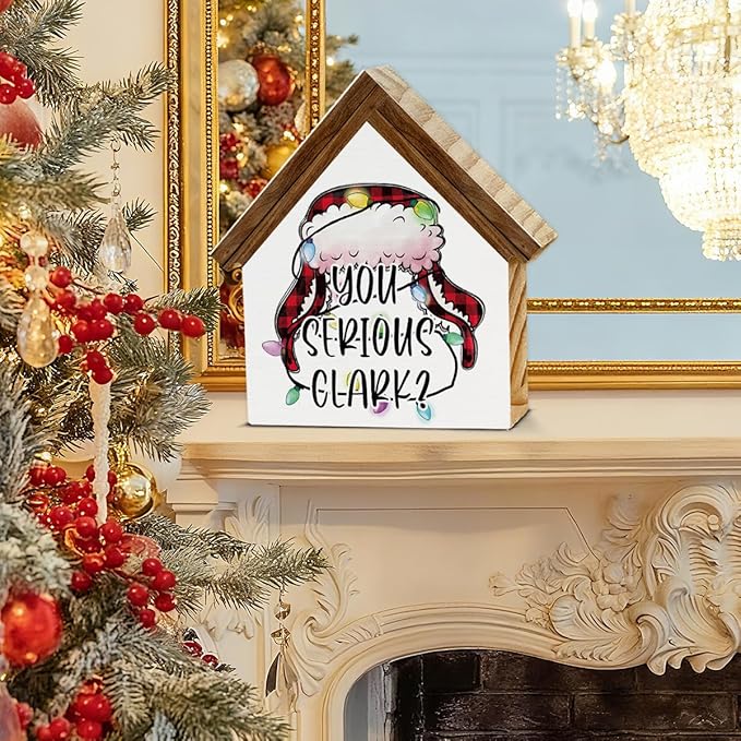 Christmas Vacation Gifts, Funny Christmas Decorations, You Serious Clark House Shaped Wood Sign Decor for Home Office