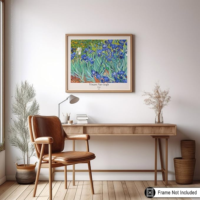 Monem Art Vintage Van Gogh Poster - Retro Irises Print - Impressionism Art - Floral Art - Fine Art - Flower Art - Classic Painting Art - Aesthetic Living Room Wall Decor - 18x24 UNFRAMED Wall Art