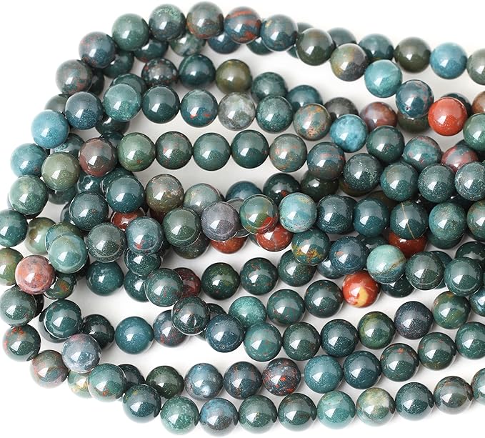 35PCS 10mm Natural Indian Bloodstone Round Loose Beads for Jewelry Making DIY Bracelet Necklace Materials 1 Strand 15"