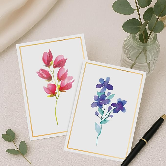 30 Pack Floral Blank Cards and Envelopes – 4 x 6 Inch Greeting Stationery Set for Encouragement, Celebration, Sympathy, Gratitude, 10 Botanical Image, Coordinated Liners, Seal Sticker, Gift Ready Box
