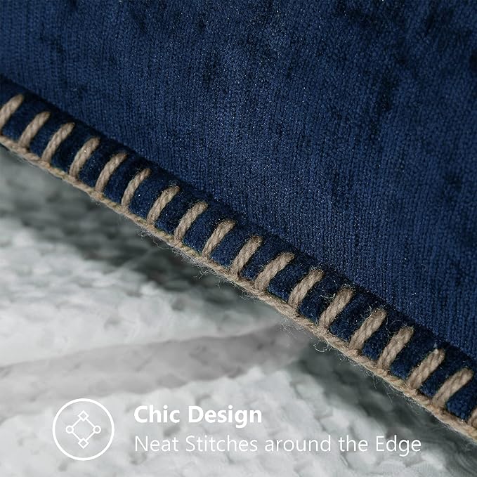 decorUhome Spring Chenille Soft Throw Pillow Covers 20x20 Set of 2, Farmhouse Velvet Neutral Decorative Pillow Covers with Stitched Edge for Couch Sofa Bed Home Decor, Poseidon