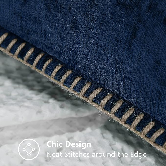 decorUhome Spring Chenille Soft Throw Pillow Covers 12x20 Set of 2, Lumbar Velvet Farmhouse Neutral Decorative Pillow Covers with Stitched Edge for Couch Sofa Bed Home Decor, Poseidon