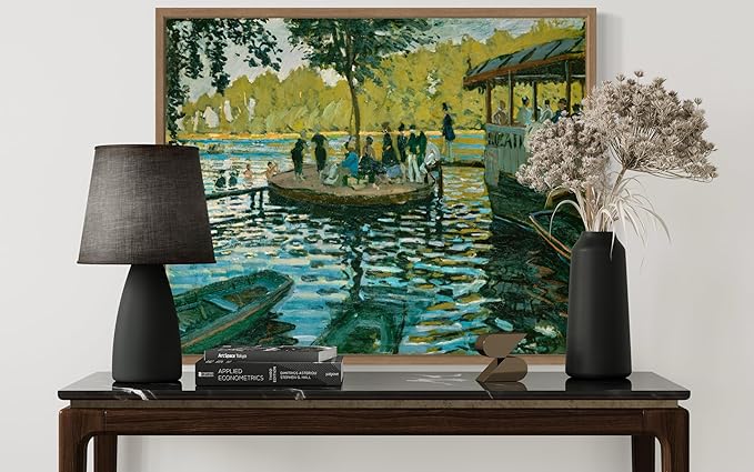 Bain à la Grenouillère Claude Monet Wall Art Print Poster, Impressionist Painting Wall Art Wall Decor, for Bedroom and Living room Bathroom Decor 115 (Bain à la Grenouillère, 8 x 10 inches, Wood Frame)