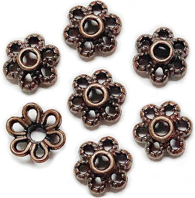 Heather's cf 500 Pieces Copper Tiny Bead Caps Findings (Fit 8mm 10mm Round Beads) for Jewelry Making