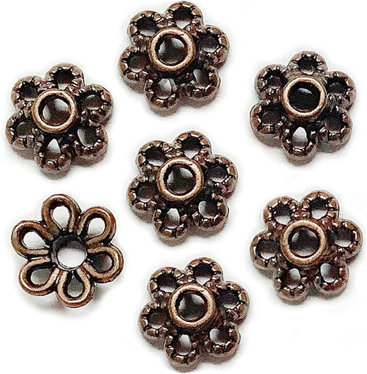 Heather's cf 500 Pieces Copper Tiny Bead Caps Findings (Fit 8mm 10mm Round Beads) for Jewelry Making