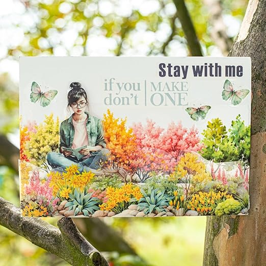 6 Rolls Transparent Floral and Botanical PET Tape Set, Landscape Stickers for Journaling, Scrapbooking, and DIY Crafts, with Decorative Clip