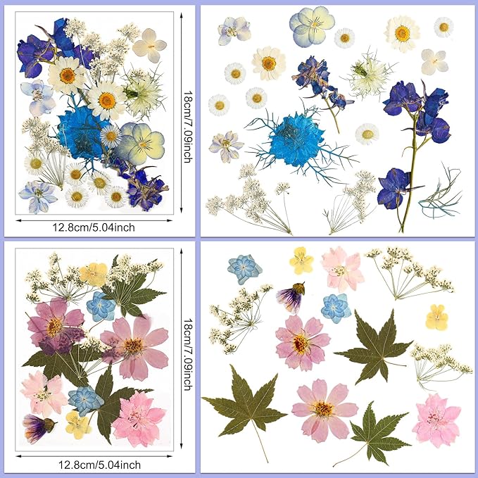 Nuanchu Dried Flower for Crafts Resin Pressed Flowers Bulk Real Dried Wildflowers Leave Natural with Tweezer for Resin Mold Scrapbooking Nail Soap Candle Cake Card Making DIY Craft Christmas Supplies