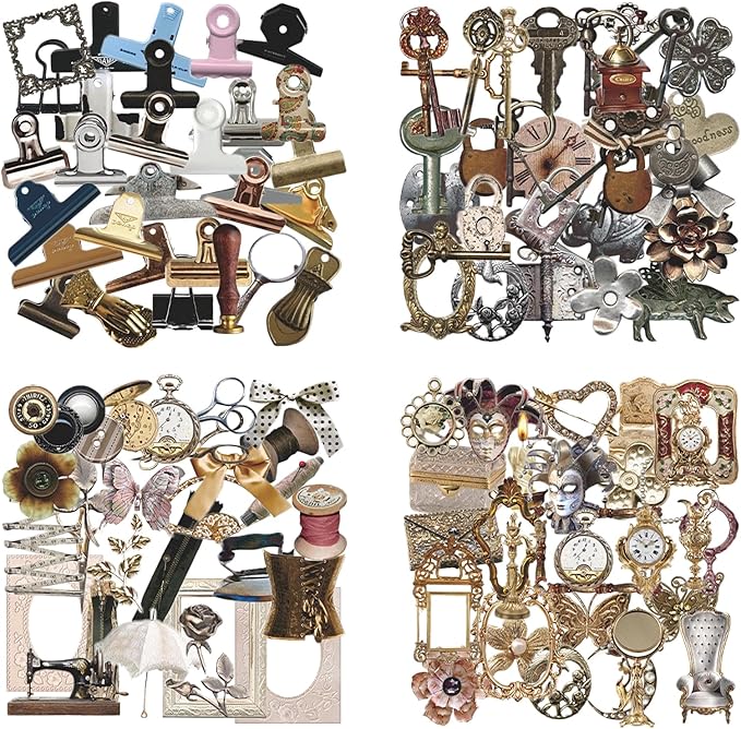 120 Pcs Vintage Scrapbooking Supplies for Junk Journal, Creative DIY Journaling Kit, Thick Cardstock Ephemera Paper for Decoration and Collage