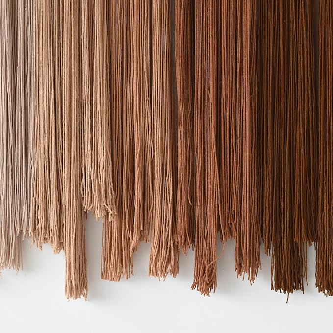 IOWER Macrame Wall Hanging Yarn Fiber Wall Art Beaded Tassel Home Decor for Bedroom Living Room 39" W x 45" L
