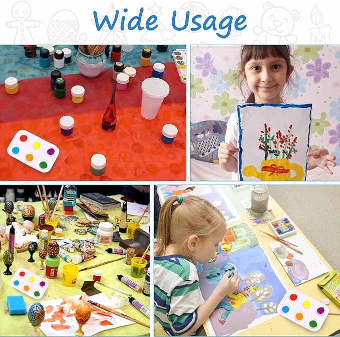40 PCS White Paint Tray Palettes, Plastic Watercolor Paint Pallets with 6 Wells for Painting Party, DIY Craft and Art Painting